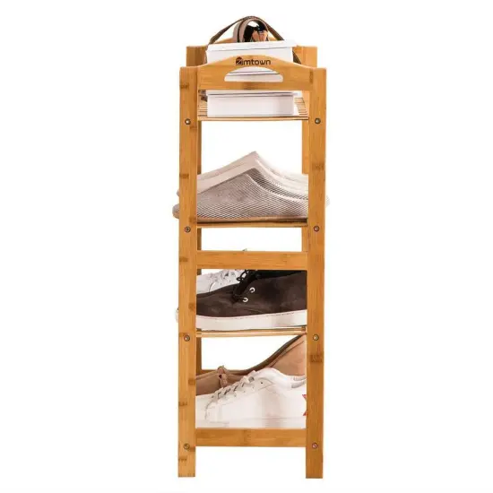 4 Tier Natural Bamboo Wooden Shoe Rack Organizer Stand Storage {3}