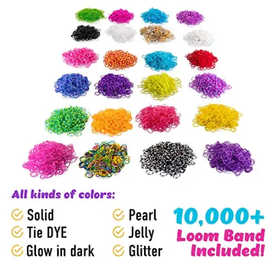 10,000+ Colorful Bands Refill Set for Kids, DIY Loom Bracelets Making Set with Beads & Endless Accessories - Box Case Included {3}