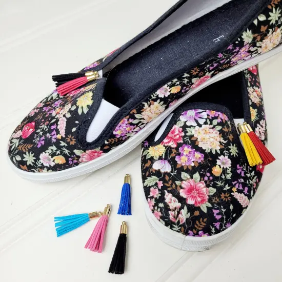 5 PC Joyce Rhinestone Leather Like Tassels w/Lobster Clasp {5}