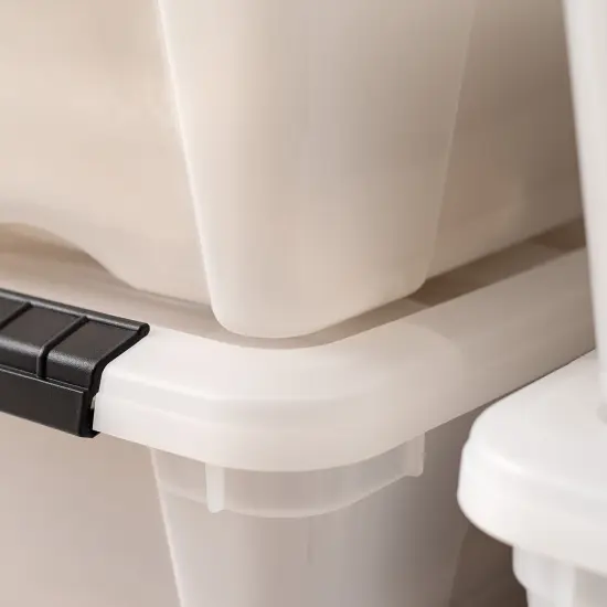 IRIS USA 6 Pack 12qt Plastic Storage Bin with Lid and Secure Latching Buckles, Pearl {5}