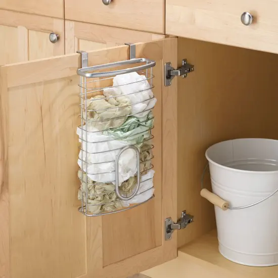 mDesign Metal Over Cabinet Kitchen Storage Basket, Holds 50 Plastic Bags {2}