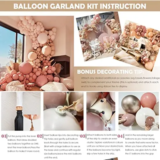 141 Pieces Balloon Arch Garland Kit,Blush Nude Apricot Party Balloons Decoration Set for Retro Boho Wedding Baby Shower Bridal Engagement Anniversary Graduation Birthday Decorations {5}