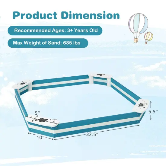 Outdoor Solid Wood Sandbox with 4 Built-in Animal Patterns Seats {5}