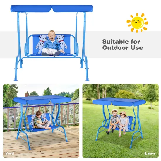 Outdoor Kids Patio Swing Bench with Canopy 2 Seats {5}