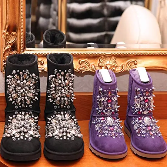 320 Pieces Sew on Rhinestone Glass Crystals Acrylic Gems with Hole Silver Prong Setting Flatback Claw Mix Shape Mix Size for DIY Crafts Dress Clothes Shoes Bag Decorations {3}