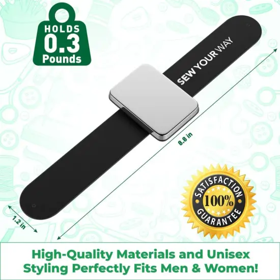 Magnetic Pin Cushion for Sewing – Wrist Pin Holder – Sewing Notions Sewing Quilting Supplies – Magnetic Pin Holder for Sewers & Hairstylist – Magnetic Pin Holder for Sewing Quilting Gift {5}