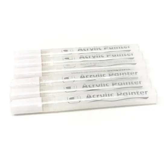 Acrylic Paint Marker Pens Set for Pebble, Rock, Stone Painting, Scrapbooking, Fabric White(6pcs) {1}