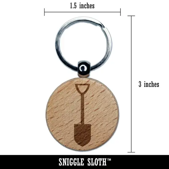 Shovel Silhouette Tools Engraved Wood Round Keychain Tag Charm {2}