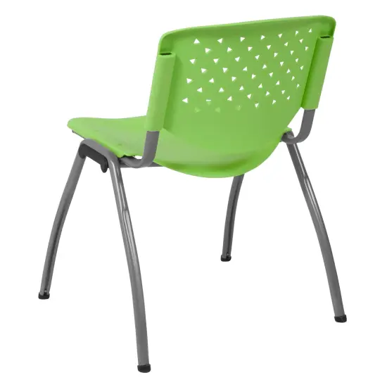 Emma and Oliver Home and Office Plastic Stack Chair with Perforated Back - Guest Chair Green {4}