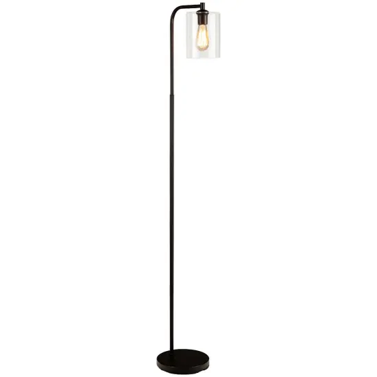 Industrial Floor Lamp with Glass Shade-Black {3}
