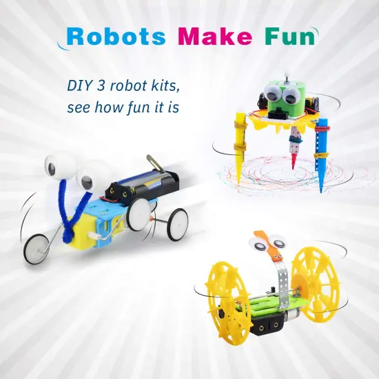 Electric Motor Robotic Science Kits, DIY STEM Toys for Kids, Building Science Experiment Kits for Boys and Girls-Doodling, Balance Car, Reptile Robot (3 Kits) {1}
