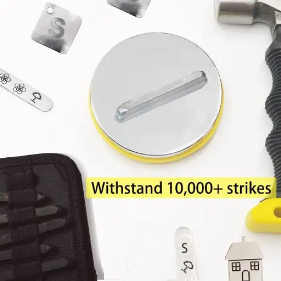 Steel Bench Block and Metal Stamping Hammer Kit, No-Rebound Metal Bench Block, Jewelry Stamping Hammer, Jewelry Metal Stamping Tools for Jewelry Making & Metal Stamping {3}