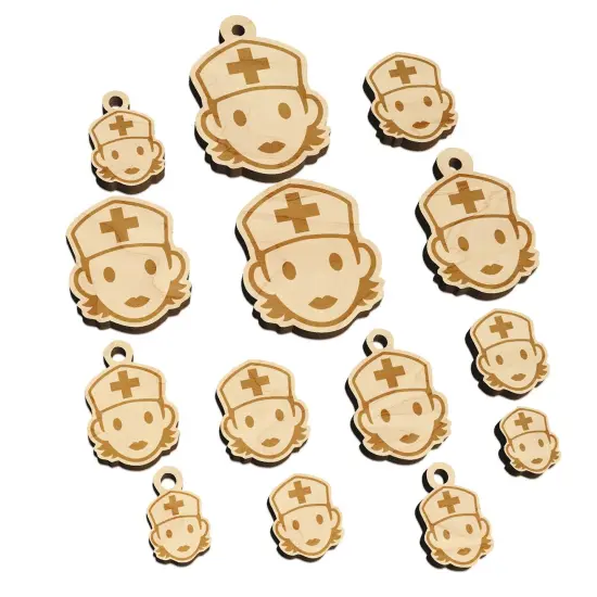 Occupation Medical Nurse Woman Icon Mini Wood Shape Charms Jewelry DIY Craft {7}