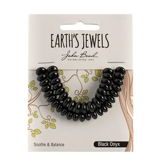 Earth&rsquo;s Jewels Semi-Precious Rondelle Black Onyx Natural Dye {1}