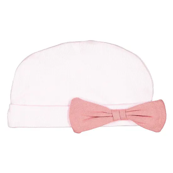 Baby Folded Beanie Cap with Bow --- 100% Cotton --- Various Colors by Rabbit Skins&reg; Pink / mauvelous {1}