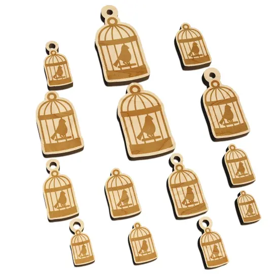 Bird Cage with Bird Mini Wood Shape Charms Jewelry DIY Craft {7}
