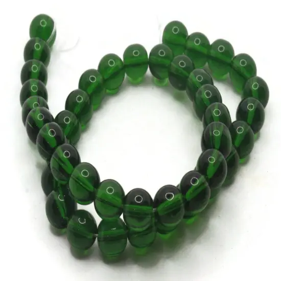 42 8mm Round Green Glass Beads {4}