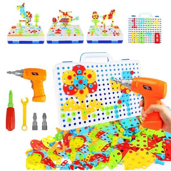 Toys for 3 4 5 6 year old,Design and Drill Toy for Kid,Construction Games with Toy Drill,Creative Engineering Building Kits,Kid Tool Set for Toddler Preschool,Educational Toys for Boy and Girl {2}