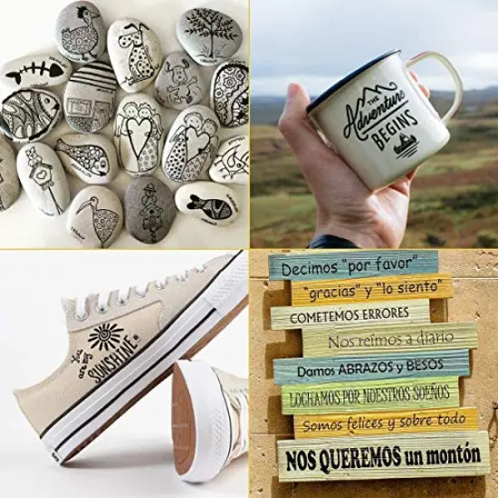 6 Pack Acrylic Black White Permanent Markers, Acrylic Paint Pens for Rock Painting, Wood, Metal, Stone, Ceramic, Glass, Graffiti, Paper, Drawing. Water-based Medium Tip {5}