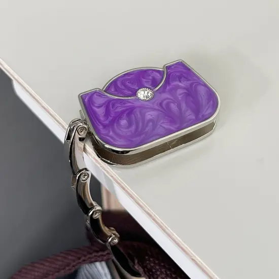 Wrapables Stylish Purse Hook Hanger, Foldable Handbag Table Hanger, Purple Handbag {4}