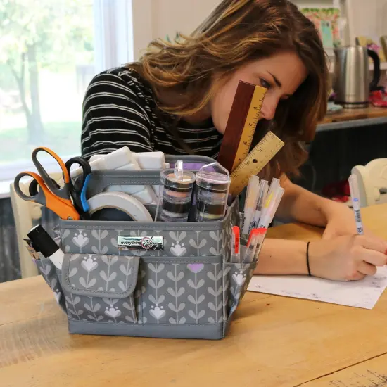 Collapsible Desktop Craft Caddy, Purple Flowers {3}