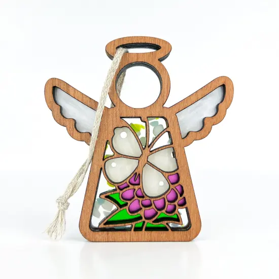 3.5" (H) Cabbage Butterfly with Clover Flower Ornament - Handcrafted in Texas - Mother's Angels&reg; Christmas Angel Wings Figurine {1}