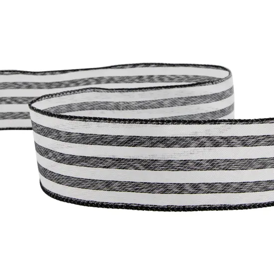Northlight Striped Wired Craft Ribbon - 2.5" x 10 Yards - Black and White {6}