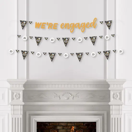Big Dot of Happiness Just Engaged - Black and White - Engagement Party Letter Banner Decoration - 36 Banner Cutouts and We're Engaged Banner Letters {4}