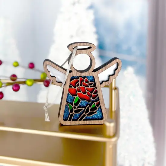 3.5" (H) Carnation Ornament - Handcrafted in Texas - Mother's Angels® Christmas Angel Wings Figurine {5}