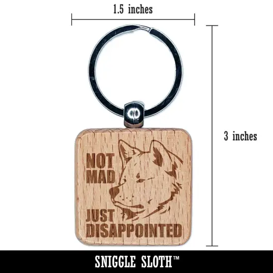 Not Mad Just Disappointed Akita Dog Engraved Wood Square Keychain Tag Charm {2}
