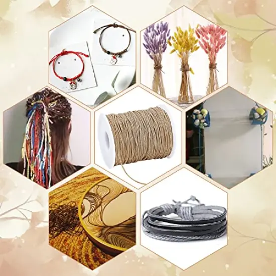 100 Yards 1mm Waxed Cotton Cord Thread Beading String for Bracelet Necklace Making Crafting Beading Macrame Vase Decor, Burlywood {6}