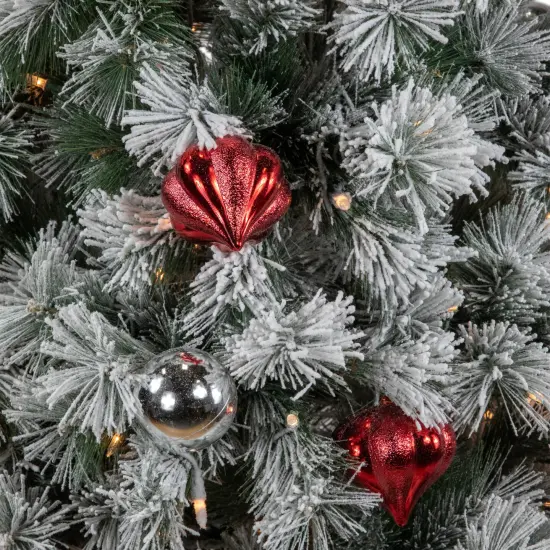 Northlight Pre-Lit Snowy Bristle Pine Artificial Christmas Tree - 4.5' - Clear Lights Green {6}