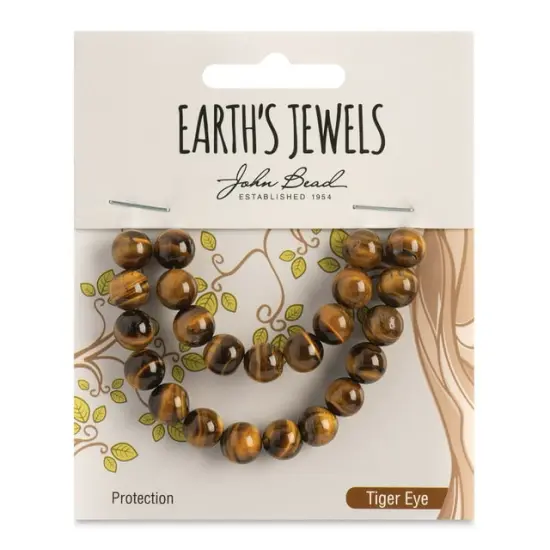 Earth's Jewels Semi-Precious Tiger Eye Natural Round Beads, 8mm {1}