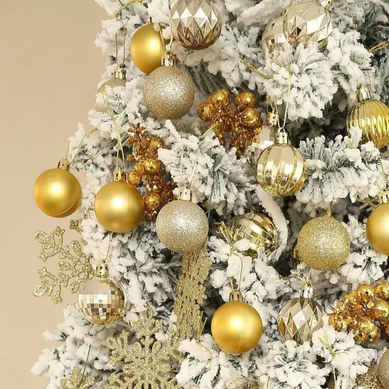 1.6in 36-Piece Shatterproof Christmas Balls - Xmas Tree Ornaments Gold {3}