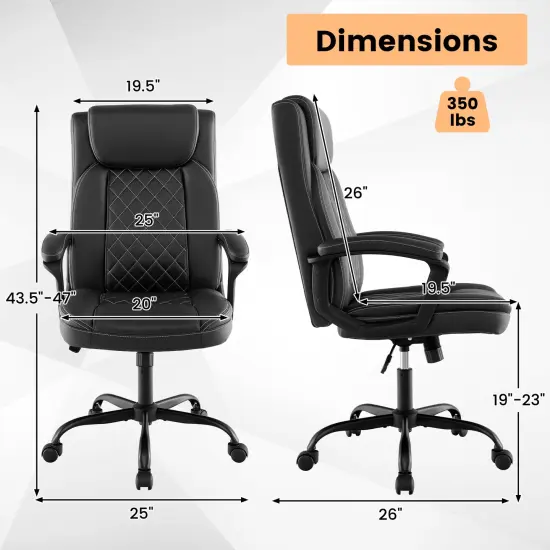 High Back Ergonomic Executive Chair with Thick Headrest Cushion-Black {4}