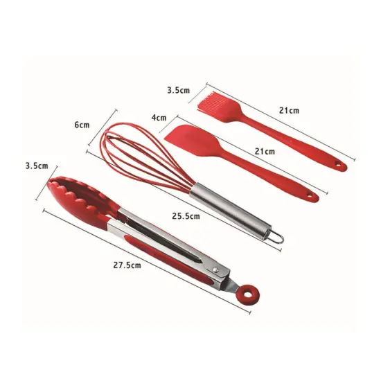 10pcs Silicone Cooking Kitchen Utensil Set Serving Tools Heat Resistant Red {4}