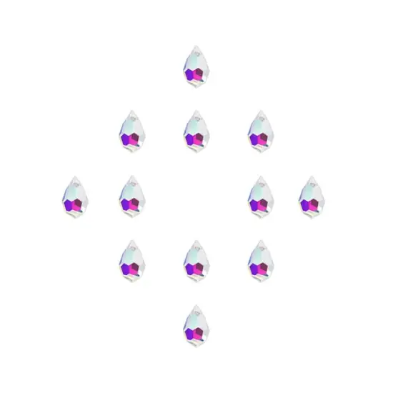 Preciosa 12-Piece Teardrop Glass Pendant, 9x15mm Crystal AB {2}