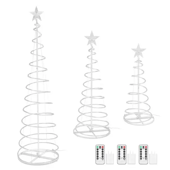 6FT Lighted Spiral Christmas Trees with Plug-in/Warm LEDs {1}