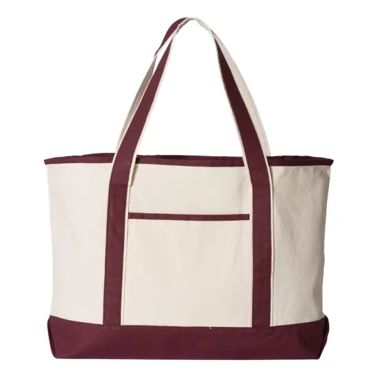 Large Canvas&reg; - Deluxe Tote 34.6L - Elevate Your Everyday Carry with Unmatched Elegance Natural/ maroon {1}