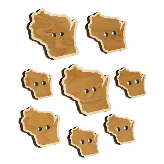 Wisconsin State Silhouette Wood Buttons for Sewing Knitting Crochet DIY Craft {7}