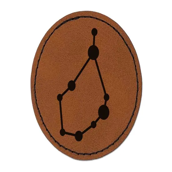Capricorn Zodiac Star Constellations Round Iron-On Engraved Faux Leather Patch Applique - 2.5" Brown {1}