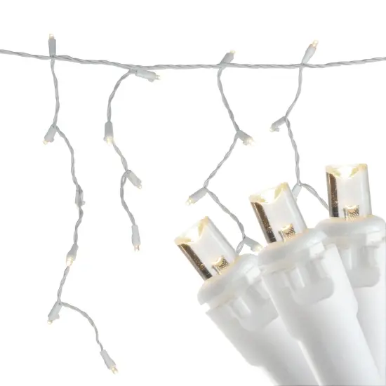 Northlight LED Wide Angle Icicle Christmas Lights - Warm White - 5.5' White Wire - 100ct {1}