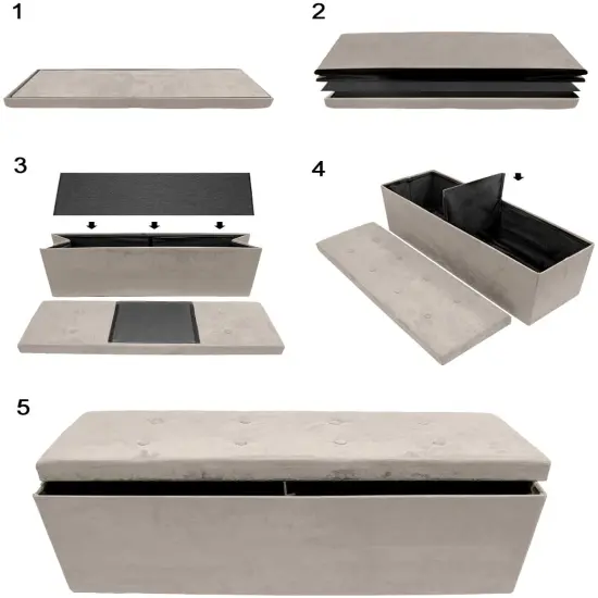 Sorbus Storage Bench Chest Collapsible Folding Bench beige {5}