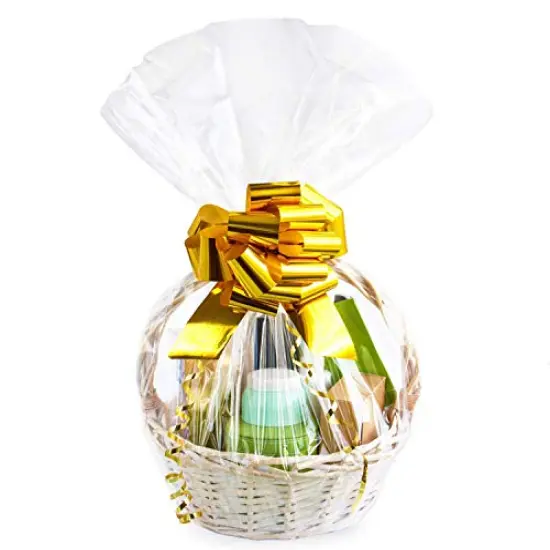 5 Pieces Large Cellophane Bags for Gift basket 24x30 Inches Clear Basket Bags 5Pieces {1}
