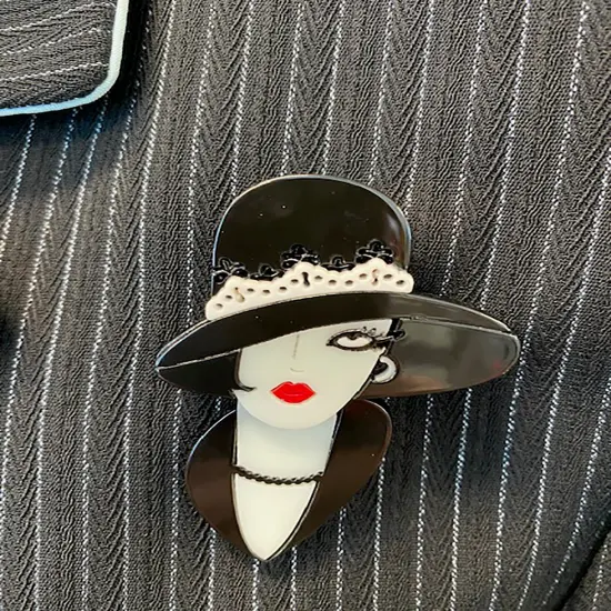 Wrapables Acrylic Fashion Brooch Pin for Sweaters, Coats, Scarves, and Bags, Chic Lady {3}