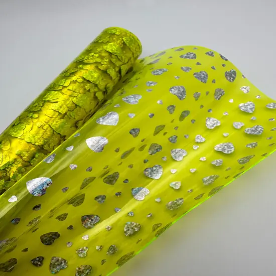 Yellow Holographic Heart Clear Vinyl {1}