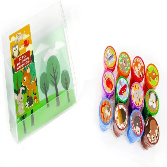 TINYMILLS 12 Pcs Woodland Animals Critters Stamp Kit for Kids Self Inking Stamps Gift Party Favors {3}