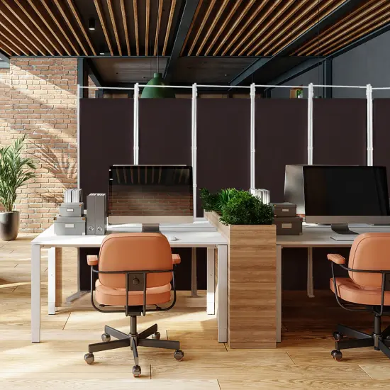 6-Panel Room Divider Folding Privacy Screen Brown {6}