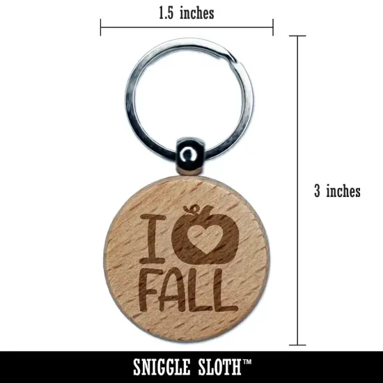I Heart Love Pumpkin Fall Engraved Wood Round Keychain Tag Charm {2}