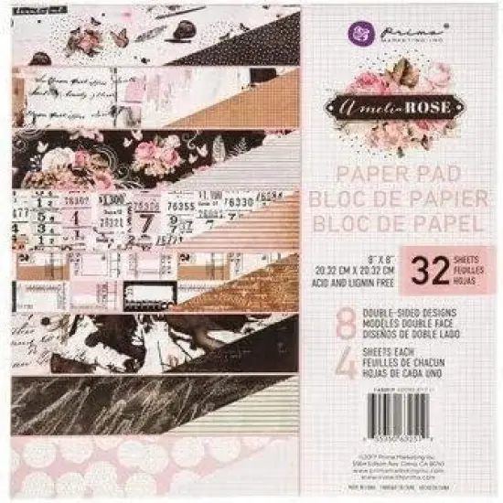 PRIMA MARKETING INC Craft Scrapbooking Paper Amelia Rose 8"x8" Paper Pad Amelia Rose Paper 655350632519 {1}